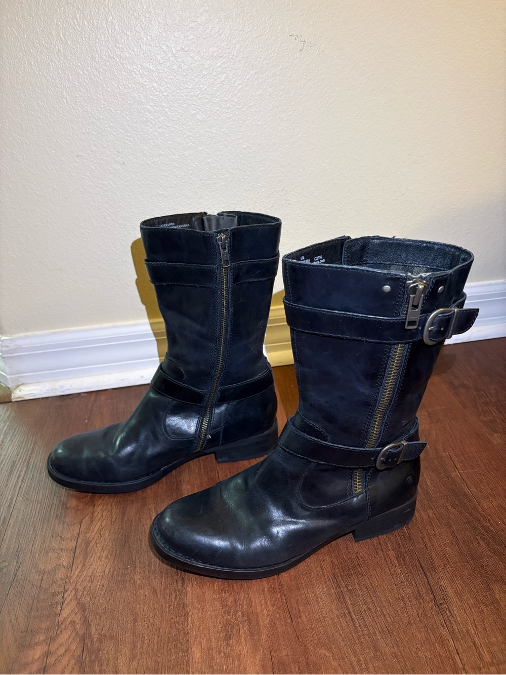 Born Black Leather Biker Moto Engineer Boots Women’s Size 9 Side Zip Buckle